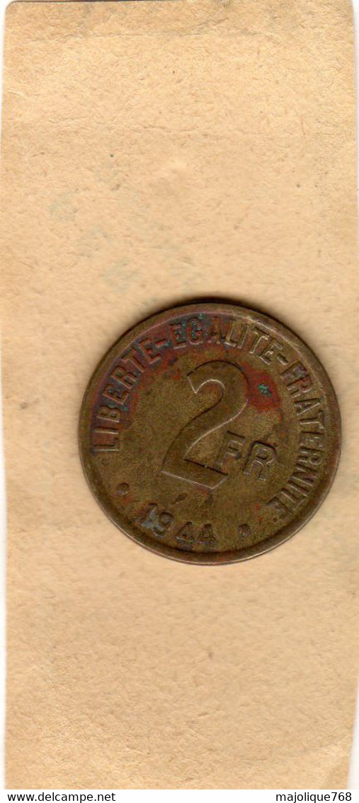 2 Fr France Libre 1944 - Bronze Aluminium - TTB - Graveur - Atelier De Philadelphie USA - 2 Francs