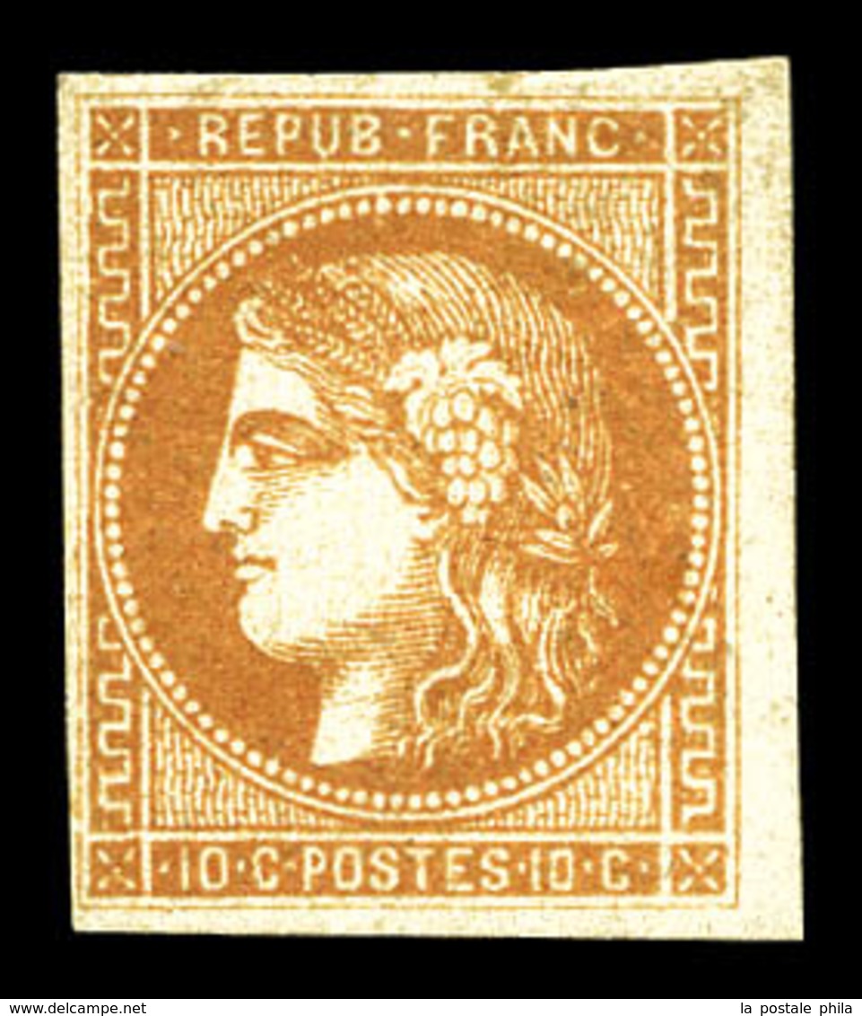 * N°43Ba, 10c Bistre-orangé Rep 2, Frais. SUP (signé Brun/certificat)  Qualité: *  Cote: 1700 Euros - 1870 Bordeaux Printing