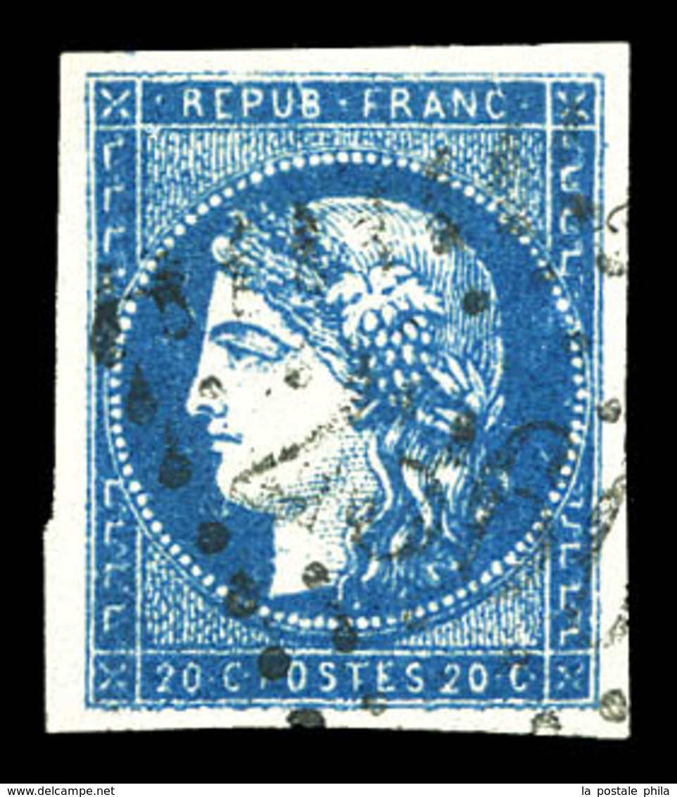 O N°44Ba, 20c Bleu Foncé Type II Rep 2. TTB (signé Brun/certificat)  Qualité: O  Cote: 1300 Euros - 1870 Bordeaux Printing