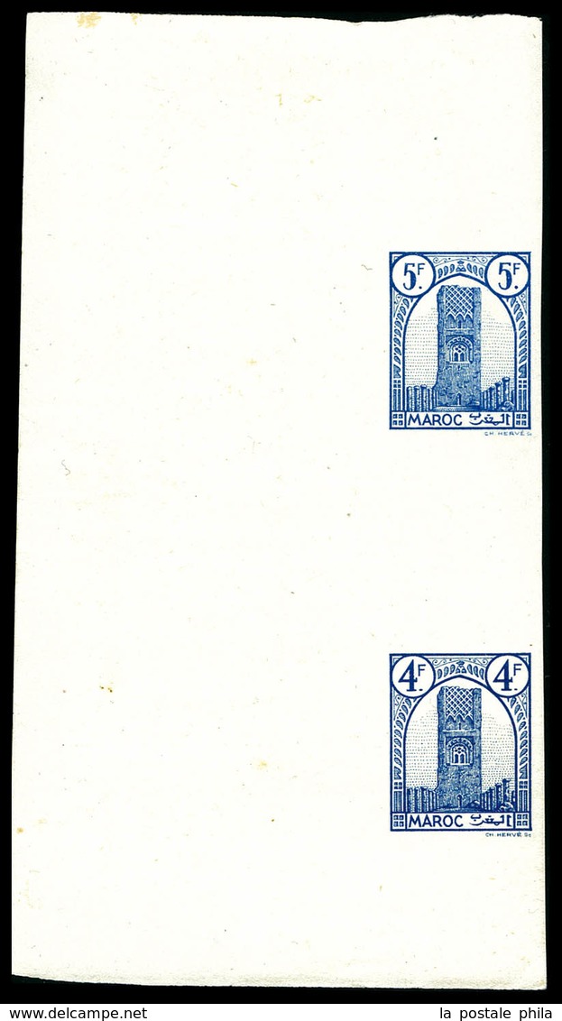 ** Tour Hassan: épreuve De Couleur Collective Gommée 4F Et 5F Bleu. R.R. TTB (certificat)  Qualité: ** - Used Stamps