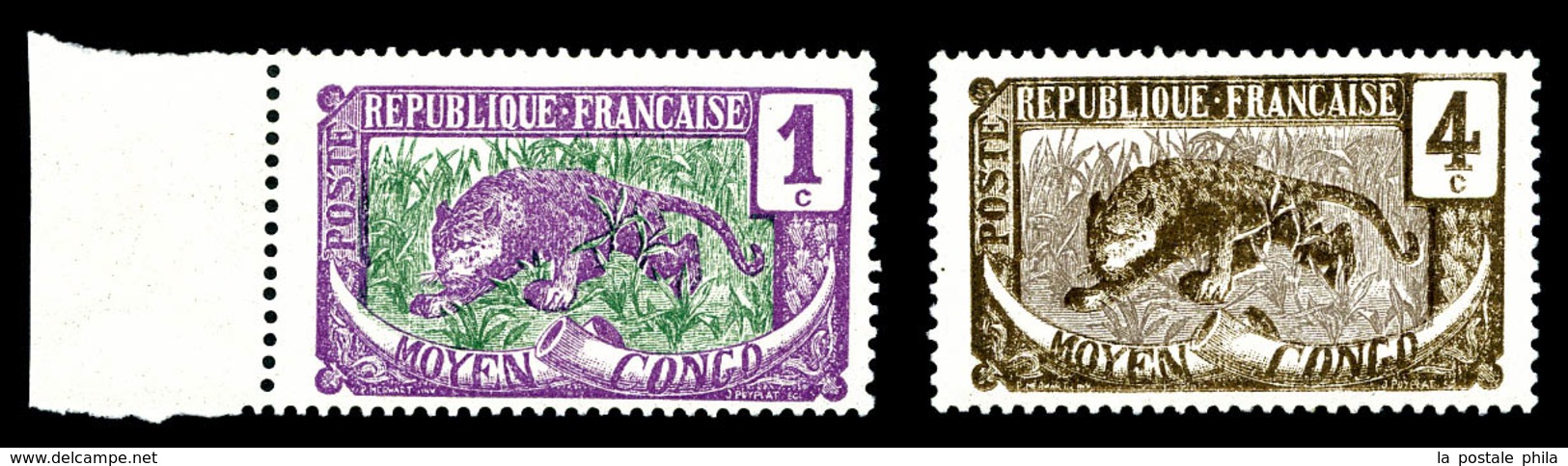 * N°25b/27a, Sans Surcharge: 1c Lilas-rose Et 4c Sépia, Les 2 Ex TB (certificat)  Qualité: *  Cote: 590 Euros - Unused Stamps