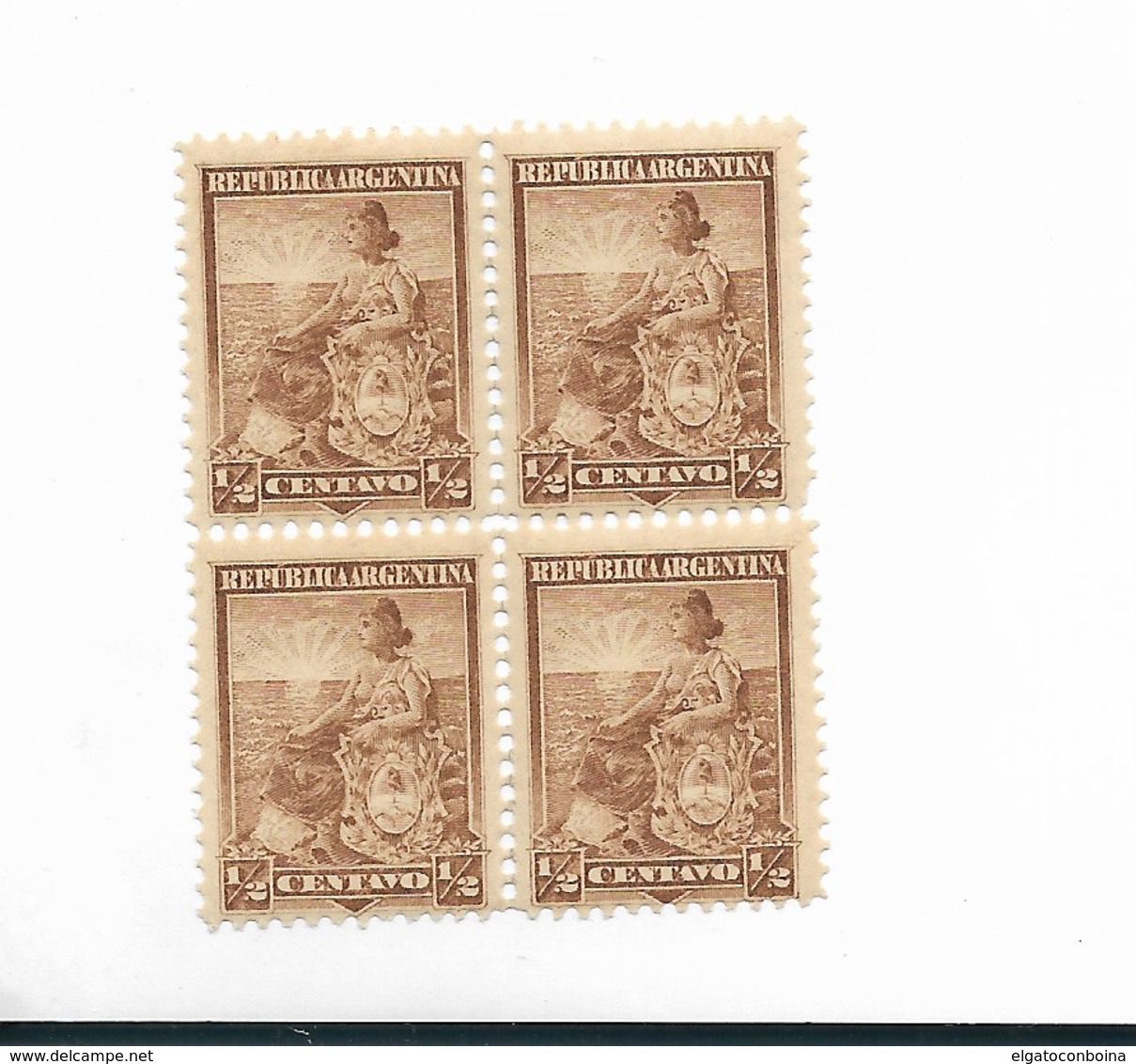 ARGENTINA YEAR 1899 Liberty 1/2 Cents 12 1/4 Scott 122 Michel 99 Mint In Block Of Four - Unused Stamps