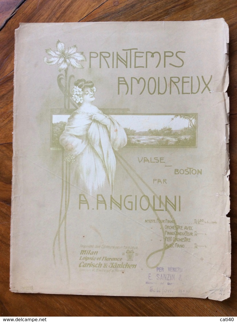 SPARTITO MUSICALE VINTAGE PRINTEMPS AMOVREUX Di A.Angiolini Ed.CARISCH & JANICHEN LEIPZIG-MILANO-FIRENZE - Volksmusik