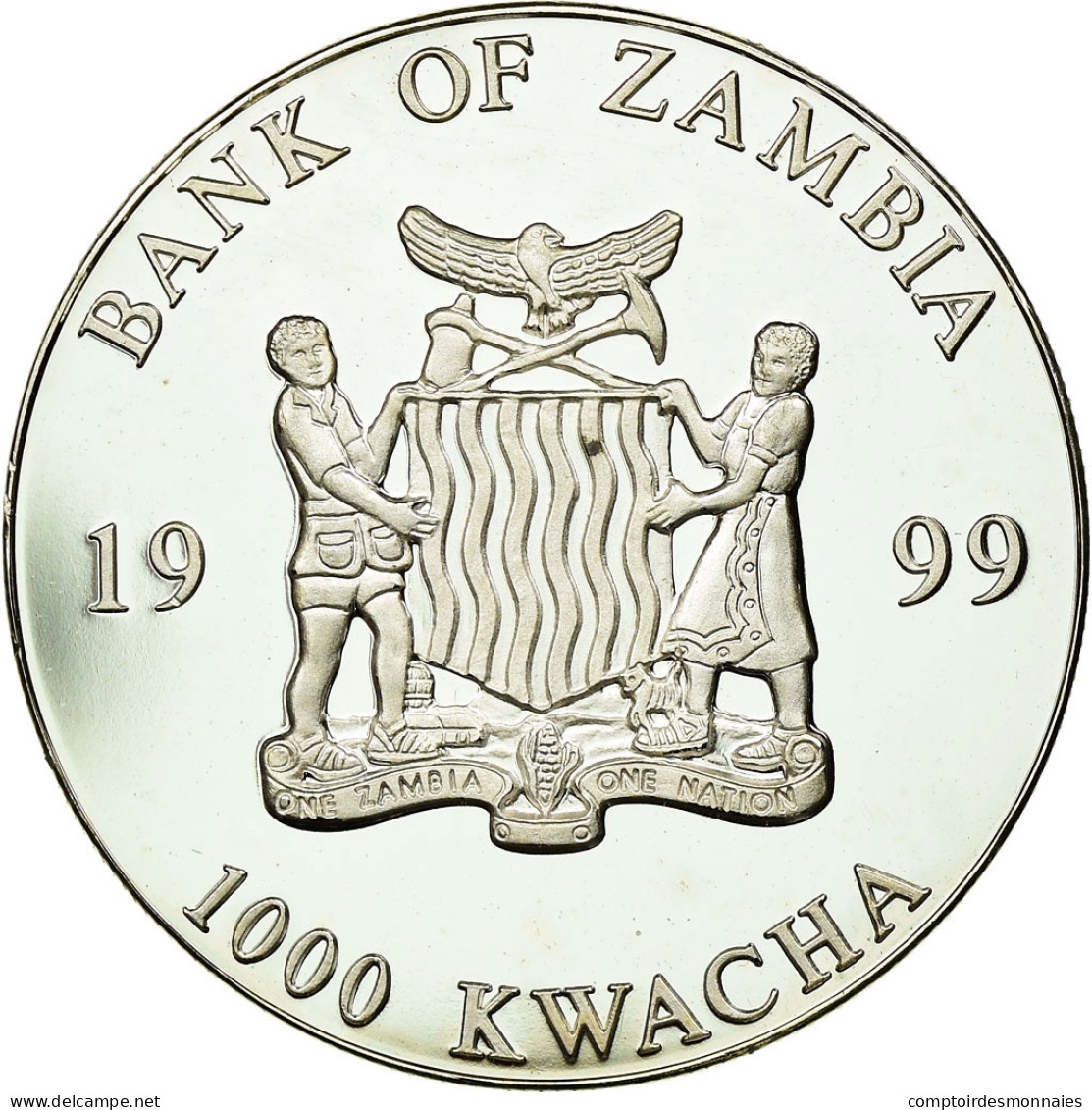 Monnaie, Zambie, 1000 Kwacha, 1999, British Royal Mint, FDC, Silver Plated - Zambia