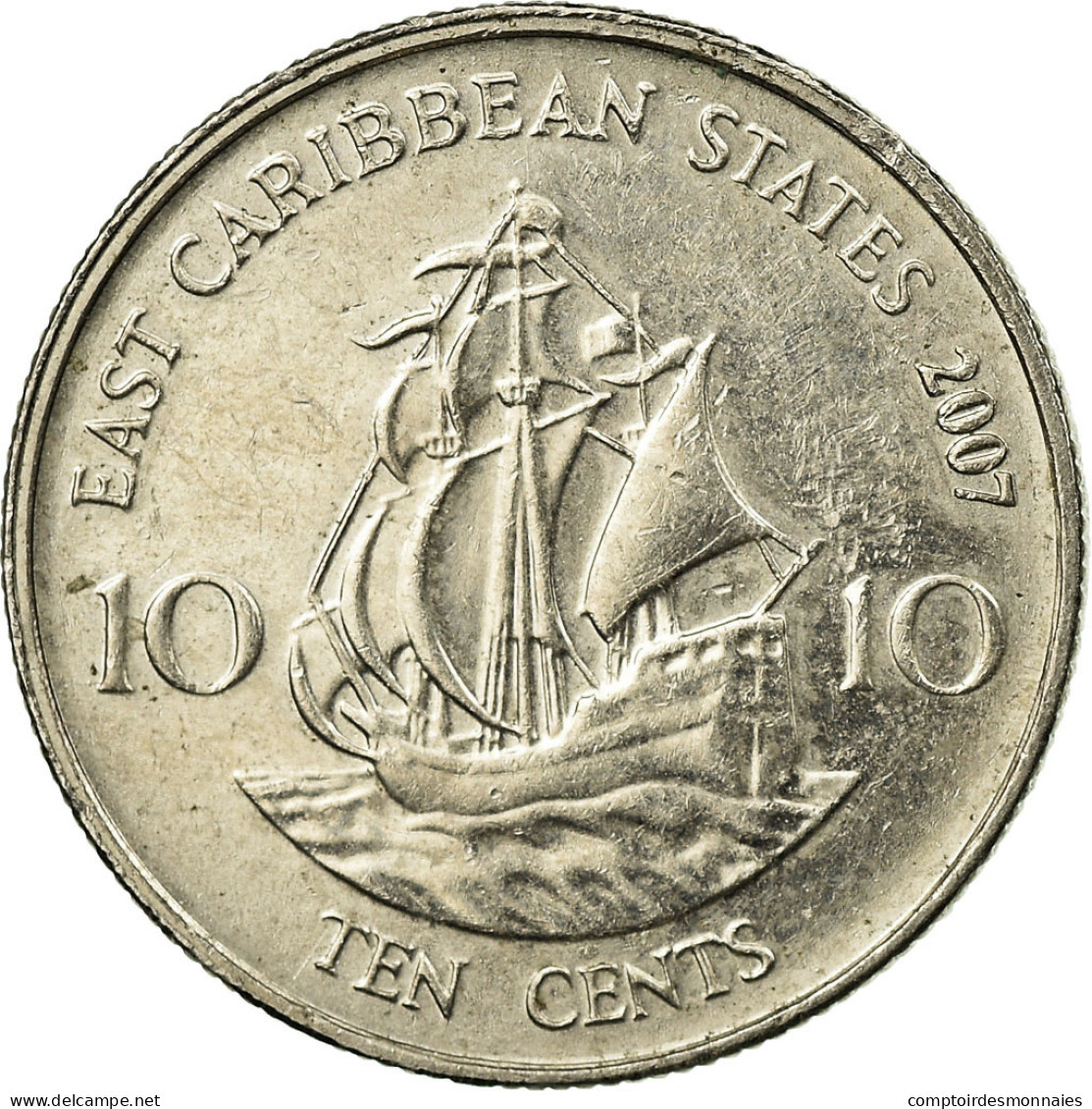 Monnaie, Etats Des Caraibes Orientales, Elizabeth II, 10 Cents, 2007, British - Territoires Des Caraïbes Orientales