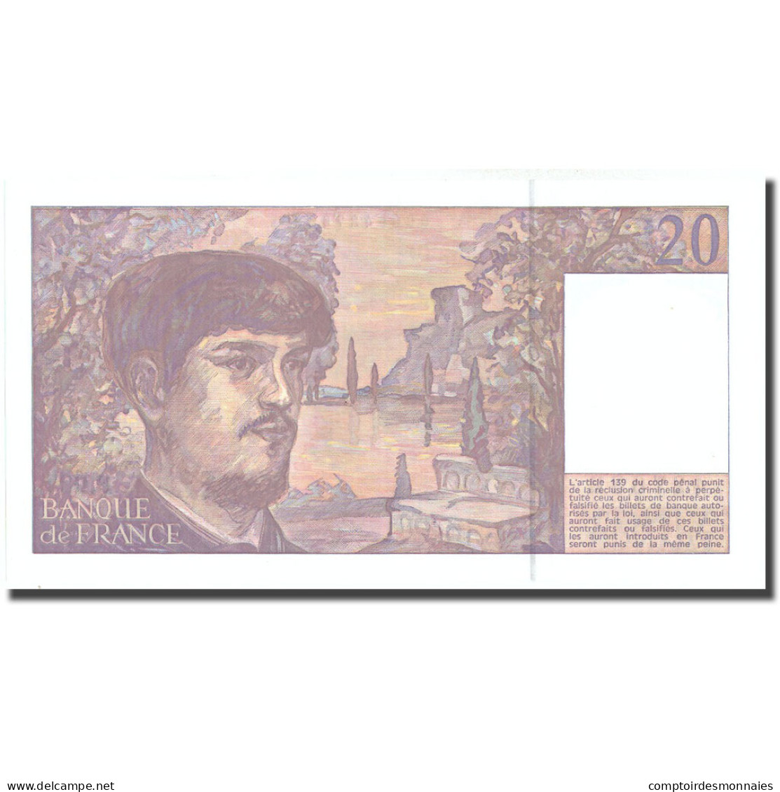 France, 20 Francs, Debussy, 1992, 1992, SPL+, Fayette:66bis.3, KM:151f - 20 F 1980-1997 ''Debussy''