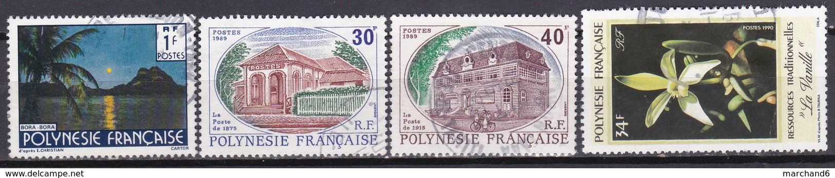 Polynésie Paysage La Poste Ressources Traditionnelles  N°321 à 323-350 Oblitéré - Oblitérés