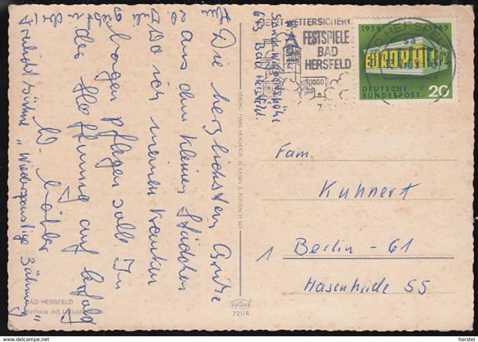 D-36251 Bad Hersfeld - Rathaus - Cars - Opel Rekord - Goggomobil - Nice Stamp Cept - Bad Hersfeld