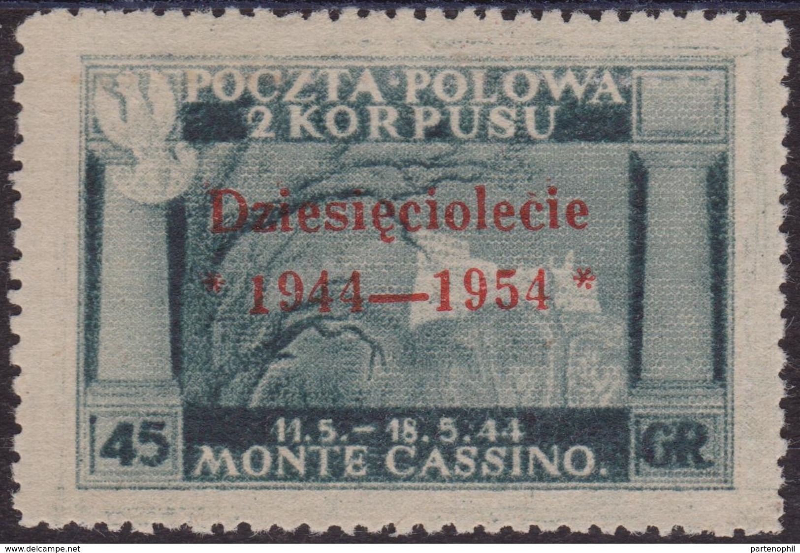 395 ** Corpo Polacco 1946 – Governo Di Londra Soprastampa Carmino N. 4. Cert. Biondi. Cat. € 600,00. SPL - 1946-47 Zeitraum Corpo Polacco