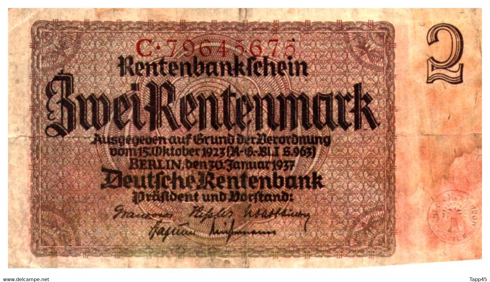 Billets > Allemagne > 2 Rentenmark 1923 - 2 Rentenmark