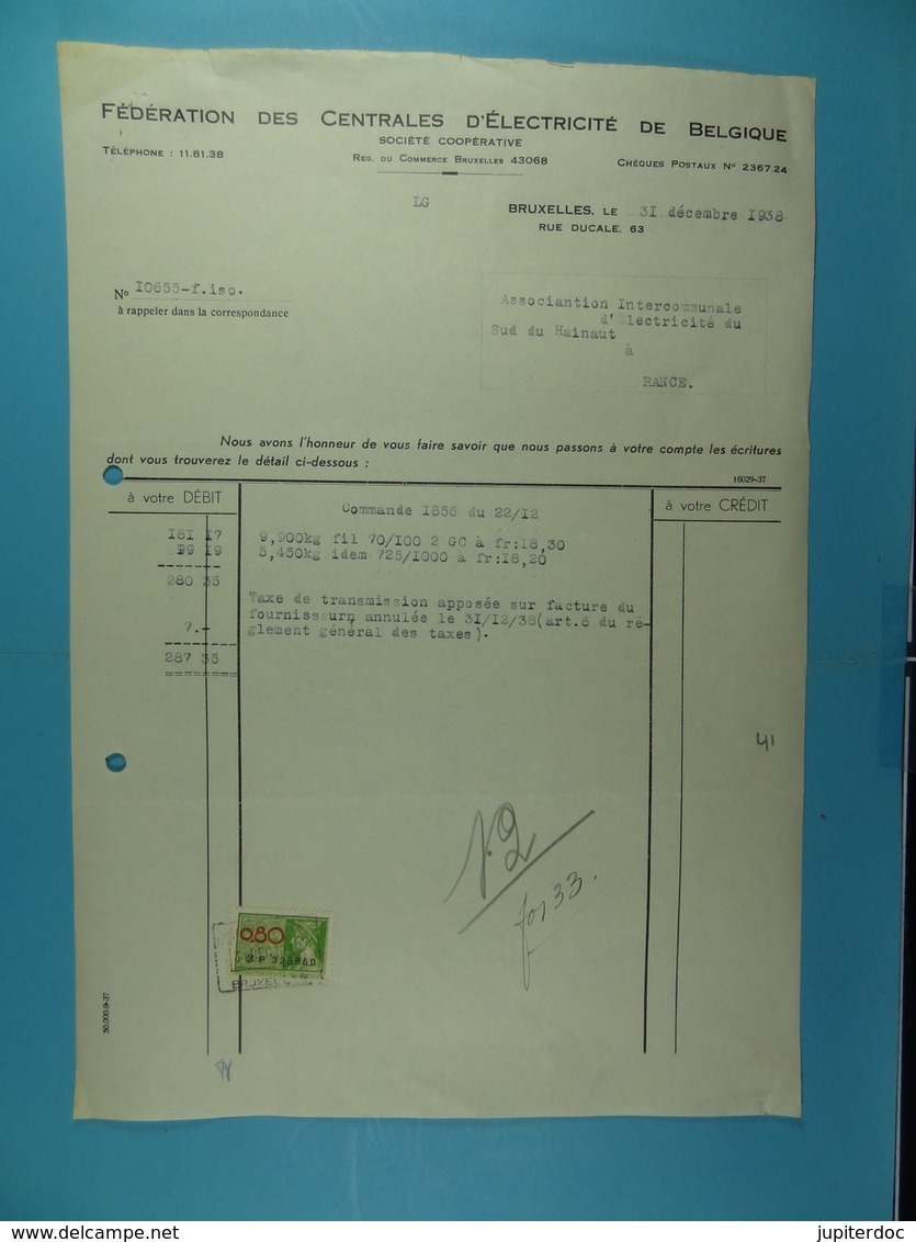 Fédération Des Centrales D'électricité De Belgique Bruxelles /41/ - Elektrizität & Gas