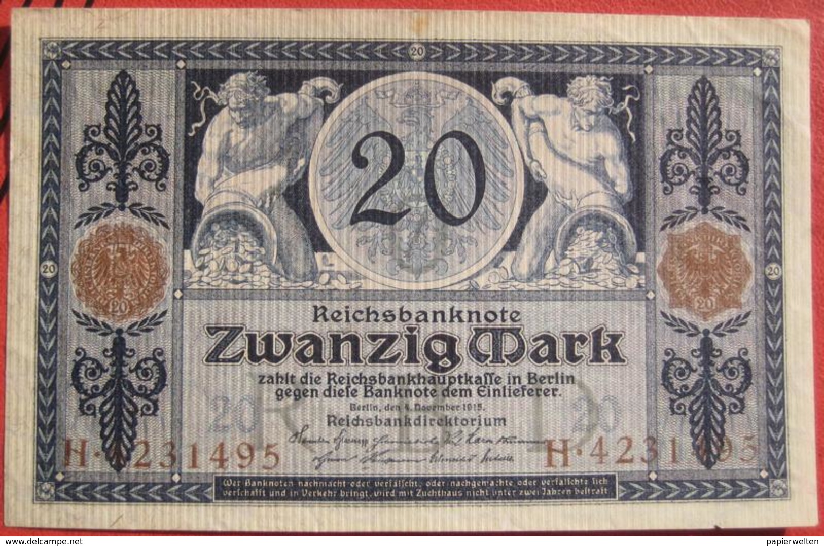 20 Mark 1918 (WPM 63) 4.12.1918 Reichsbanknote - 20 Mark
