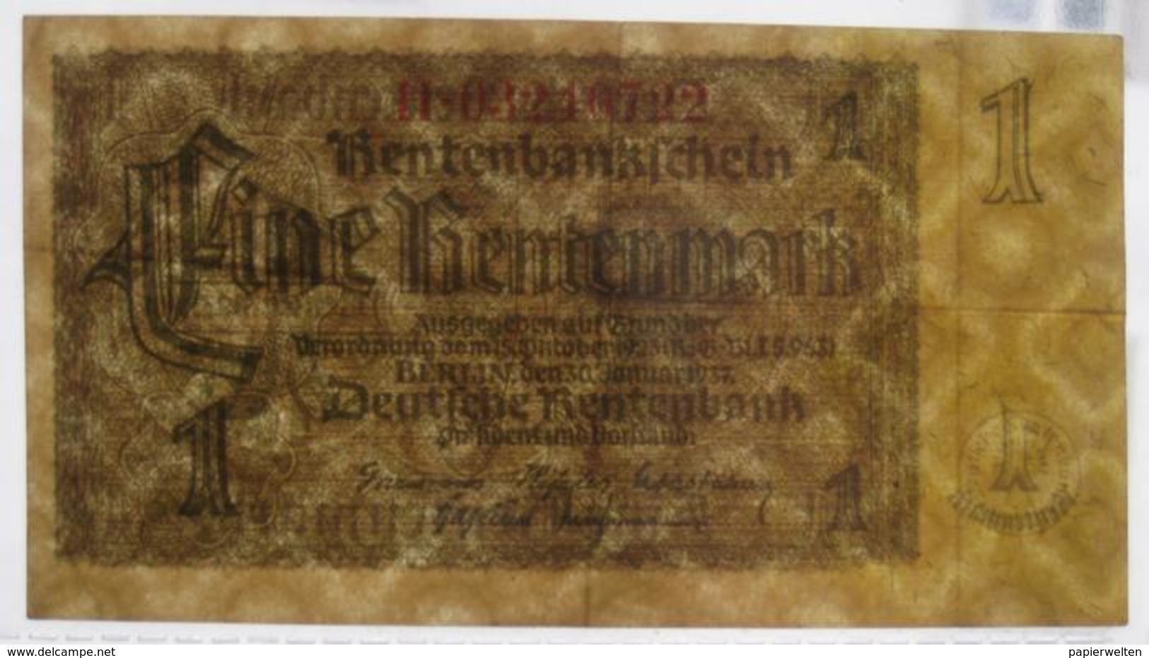 1 Rentenmark 1937 (WPM 173) 30.1.1937 - 1 Rentenmark