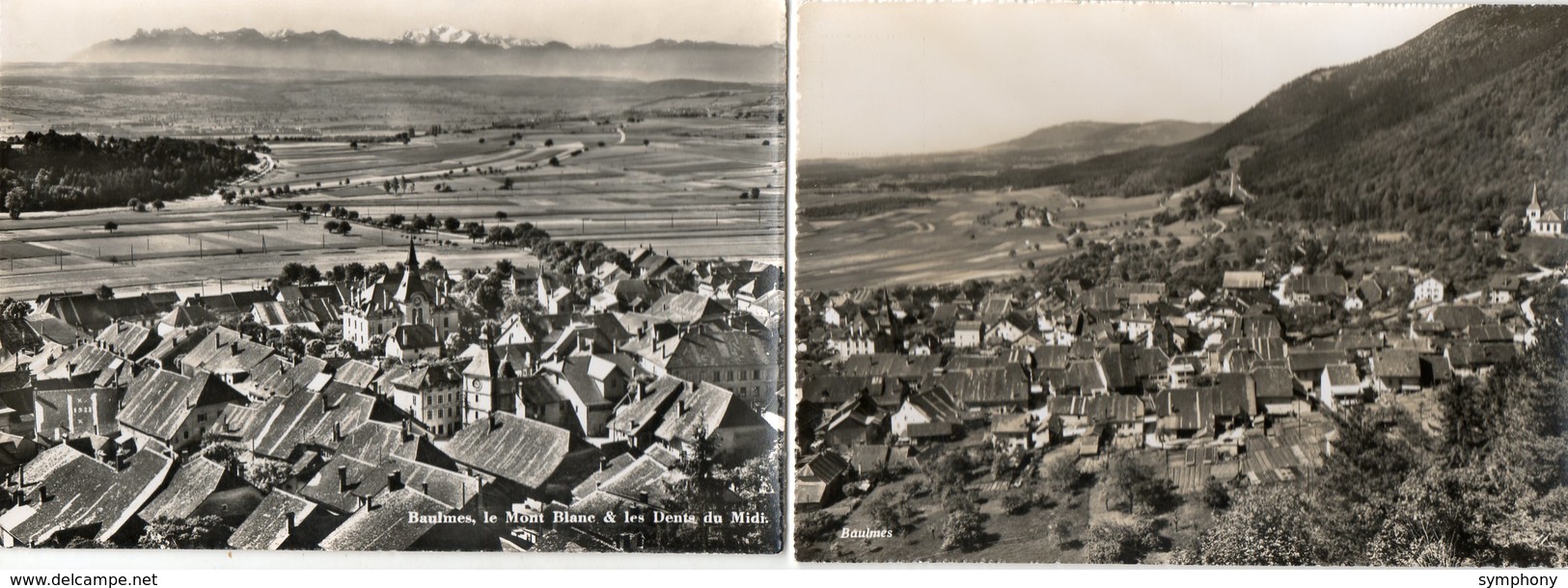 Suisse Vaud. 2 CPSM. BAULMES. La Ville, Le Mont Blanc, Les Dents Du Midi. - Baulmes