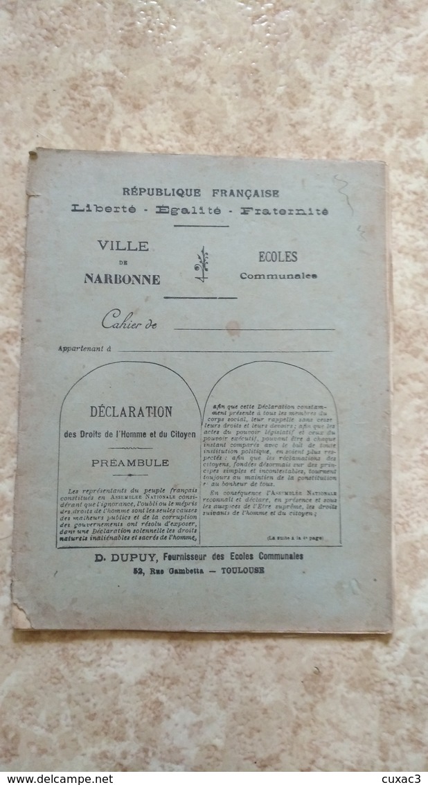 11 - Narbonne  - - Ville De Narbonne - école Communales - Declaration Des Droits De L' Hommeet Du Citoyen - Kinder