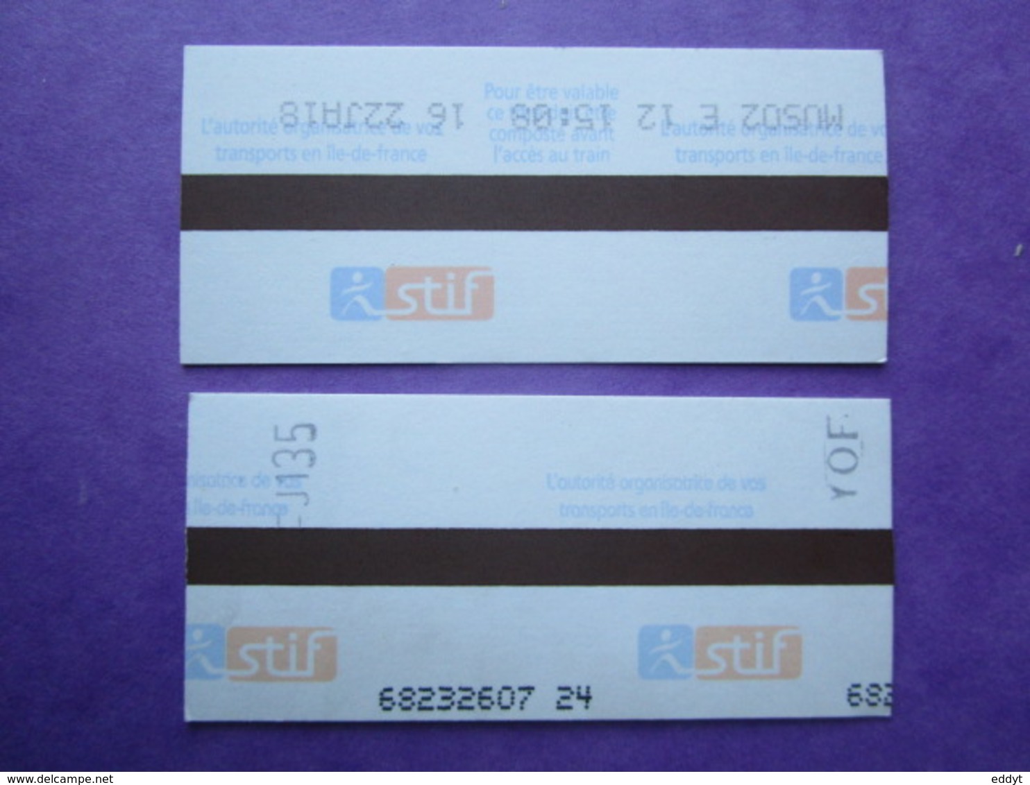 2 TICKETS  Métro Autobus Rer -  RATP - SNCF - PARIS -  2° Classe  - TBE - Mondo