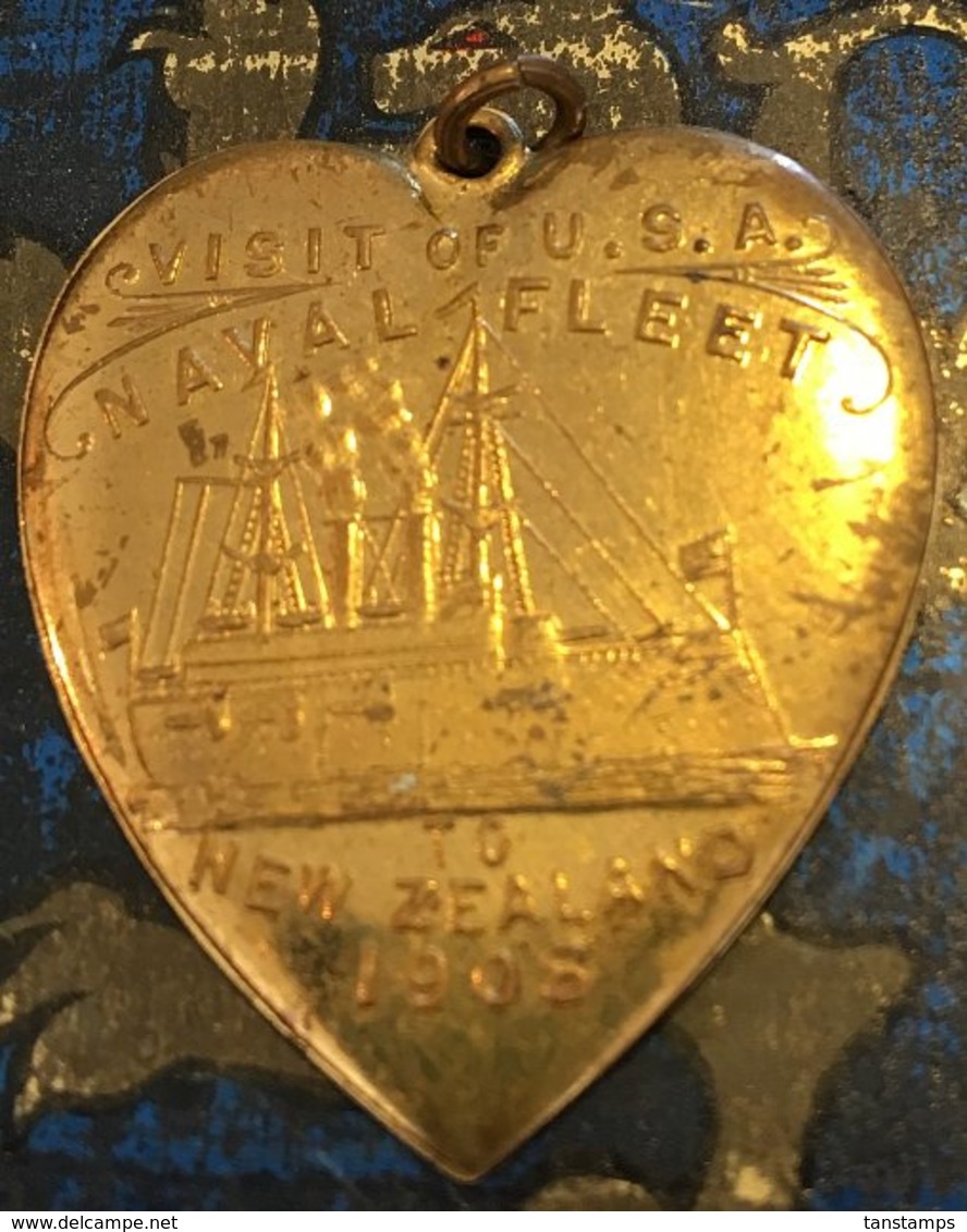 New Zealand US Medal Commemorating American Fleet's Visit To NZ 1908 - Autres & Non Classés