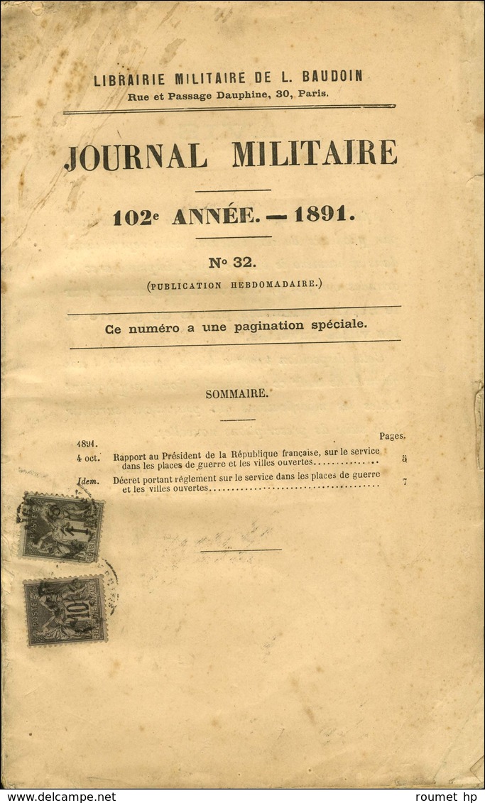 Càd / N° 83 + 89 Sur Journal Entier JOURNAL MILITAIRE Affranchi à 11c. 1891. - TB. - 1876-1878 Sage (Type I)