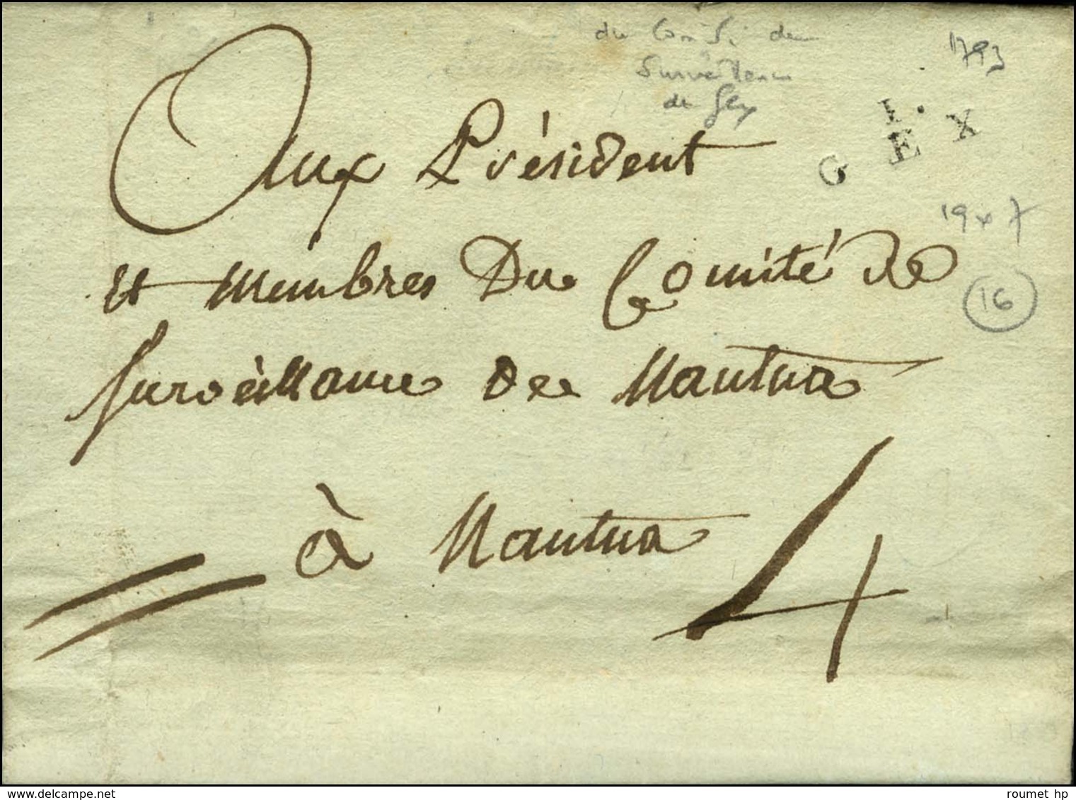 1 / GEX Sur Lettre Avec Texte Daté. 1793. - TB / SUP. - 1801-1848: Voorlopers XIX