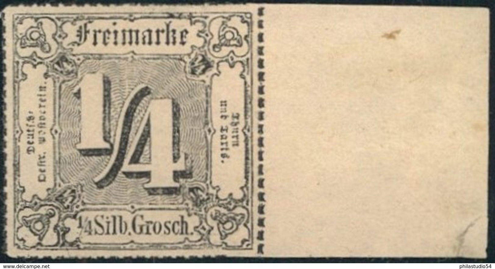 1862, 1/4 Sgr. Schwarz Vom Rechten Rand Postfrisch (Mi-Nr. 26), Luxus - Neufs