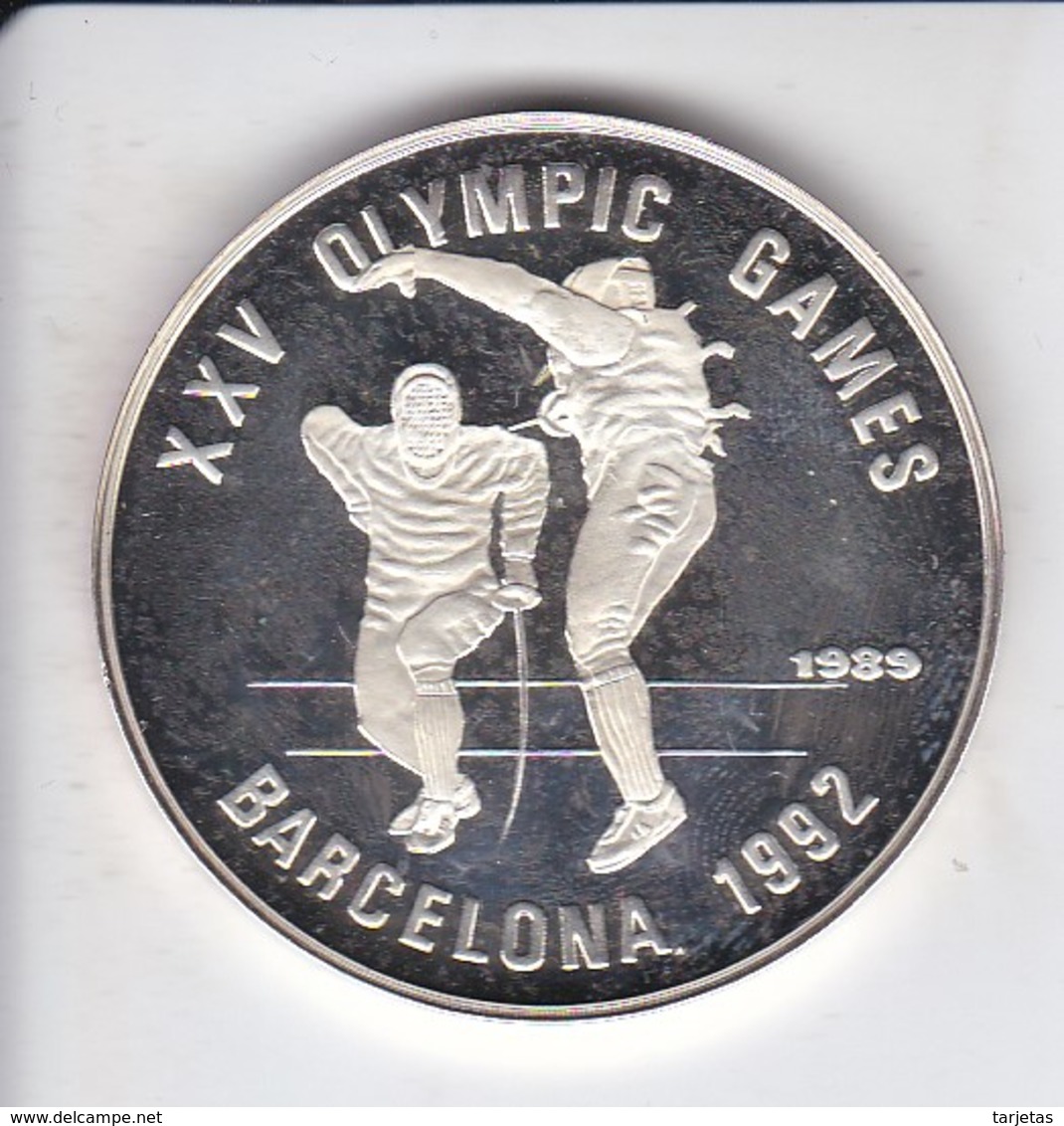 MONEDA DE PLATA DE CAMBOYA DE 20 RIELS DEL AÑO 1989 OLYMPIC GAMES BARCELONA 1992 (SILVER-ARGENT) - Cambodia