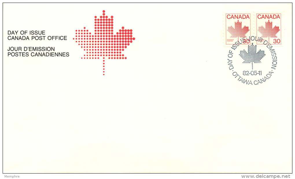 1982  Stylized Maple Leaf 30&cent; Definitive  Coil Pair  Sc 950 - 1981-1990