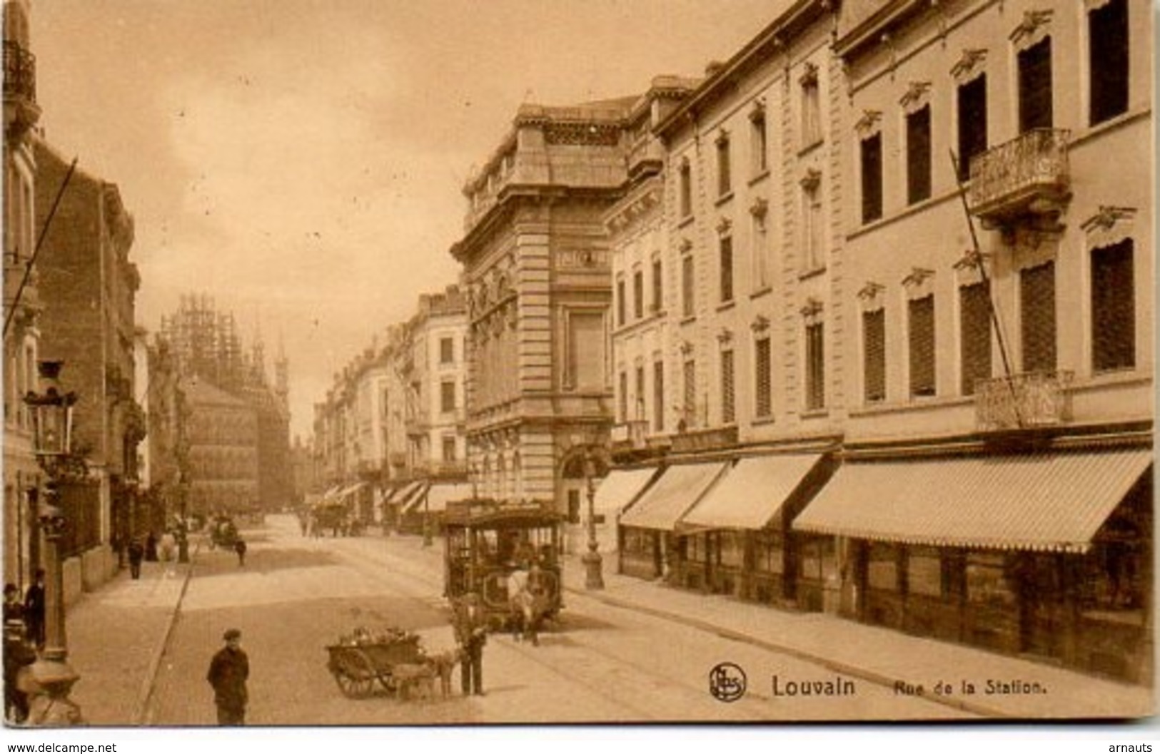 Lovenjoul Leuven Familie Gilbert-Ernst Amelie Handschrift 1913 Postkaart Louvain Rue Dela Station (Bondgenotenlaan) TRAM - Bierbeek