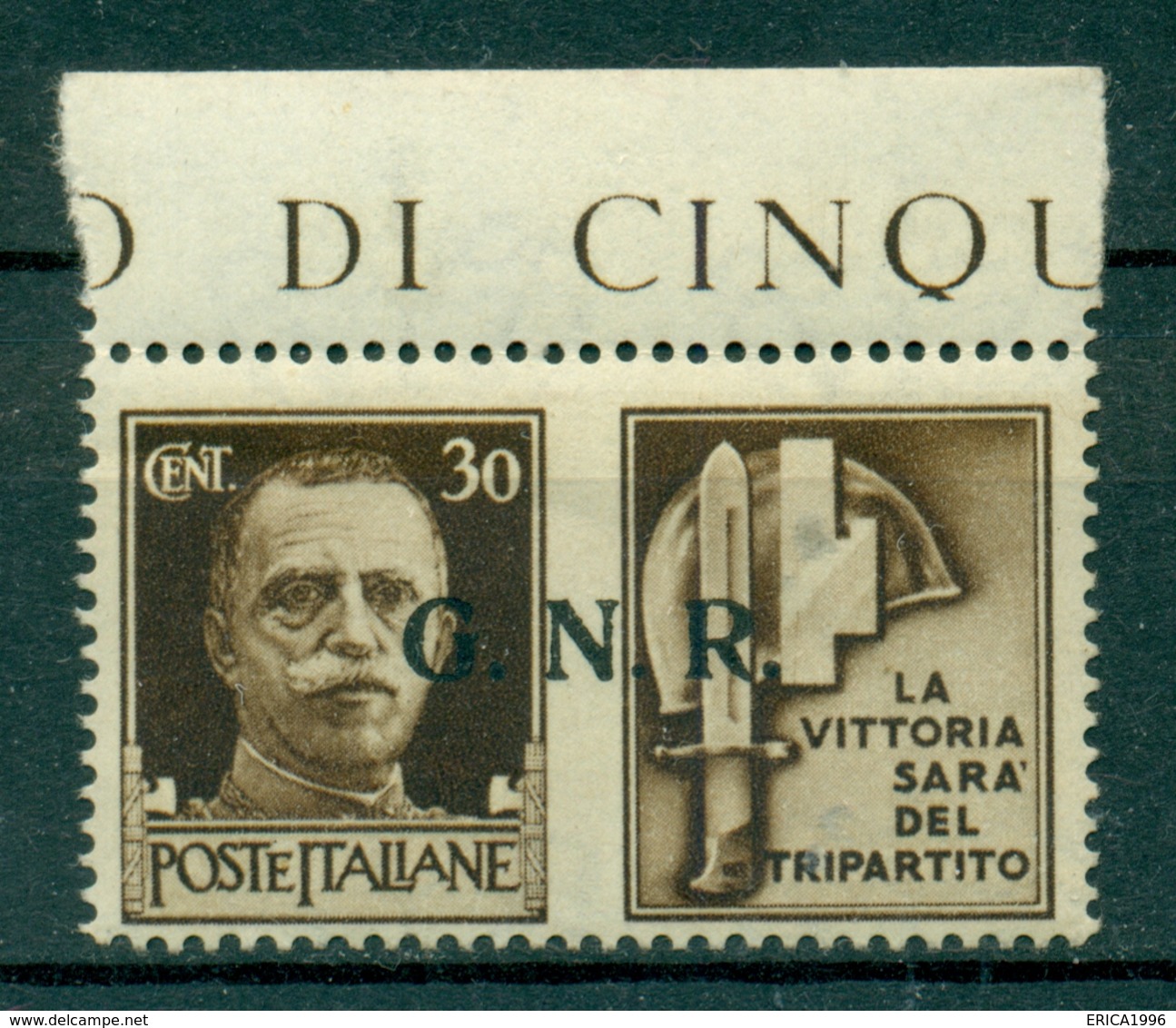 V7680 ITALIA 1944 RSI, GNR Propaganda Di Guerra 30 C. Tir. BS II T., MNH** Ottime Condizioni - Kriegspropaganda