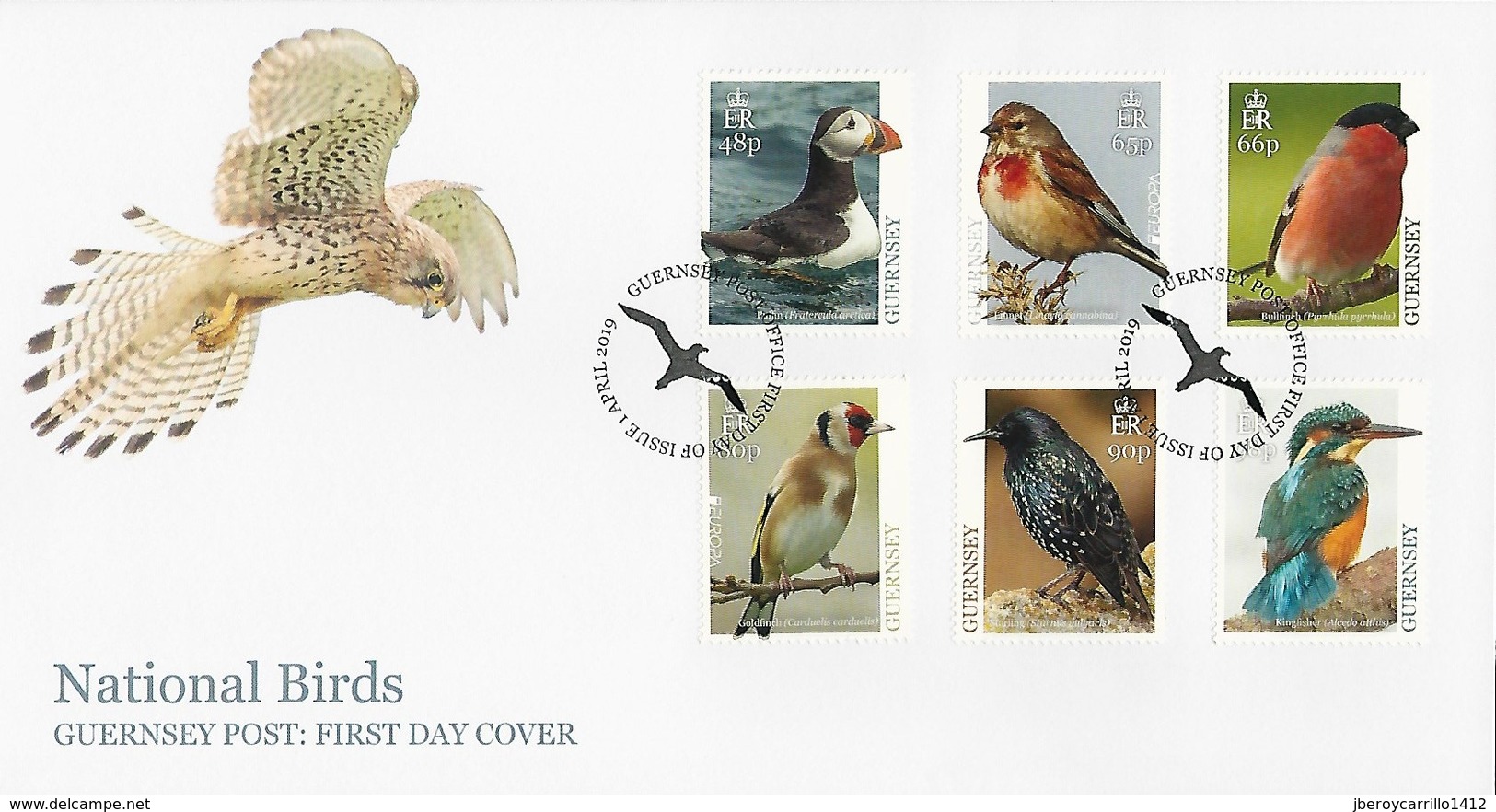 GUERNSEY - EUROPA 2019 - NATIONAL BIRDS & SYMBOLISH.- "AVES - BIRDS - VÖGEL - OISEAUX"-  FDC De La SERIE De 6 V. - 2019