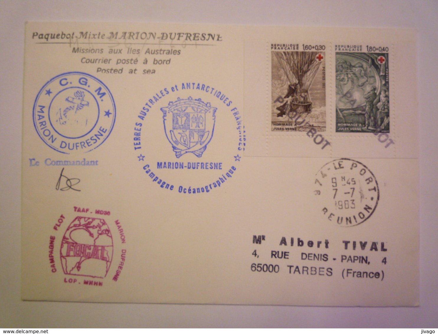 2019 - 1107  LETTRE  Paquebot Mixte MARION-DUFRESNE à Destination De TARBES  1983     - Cartas & Documentos