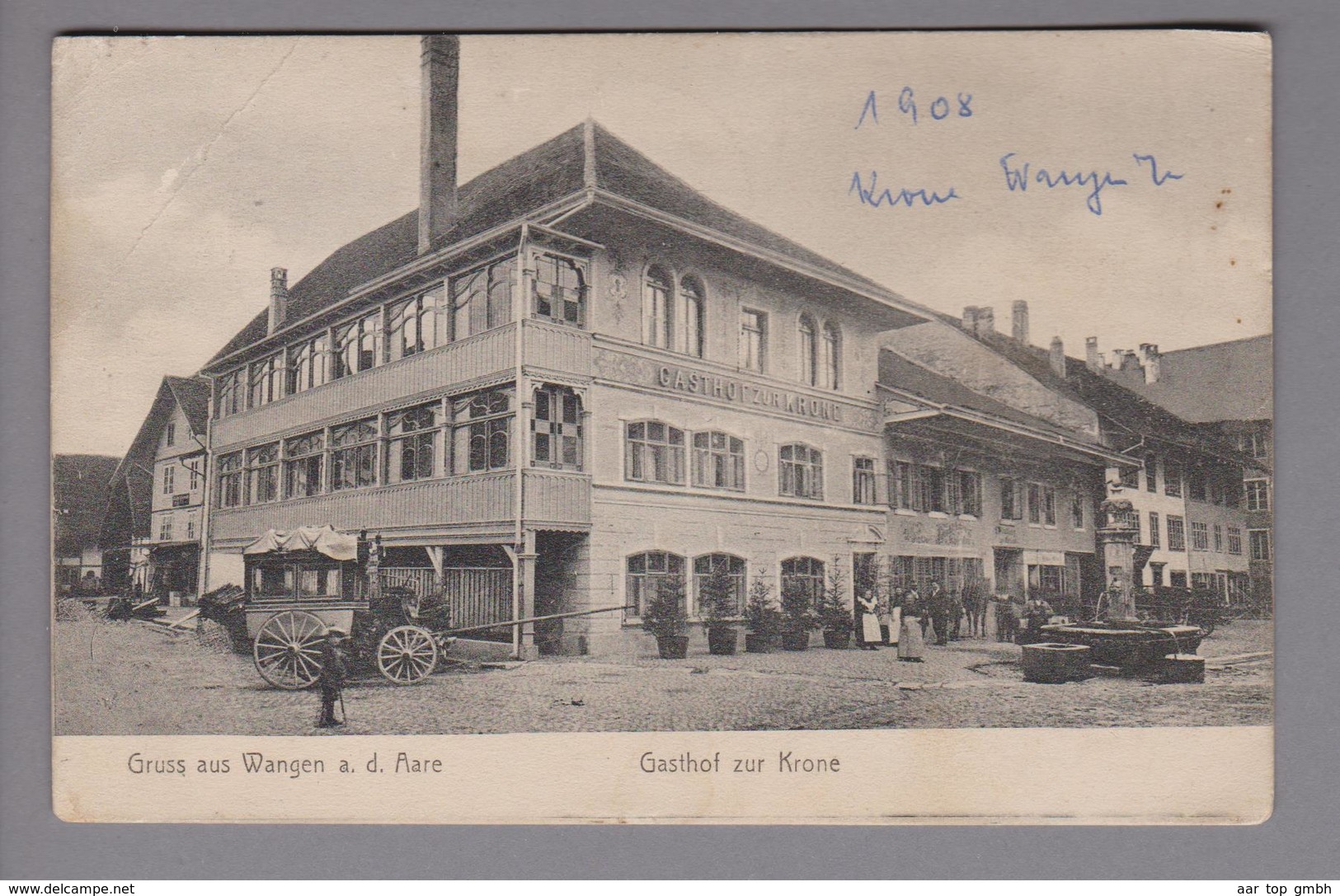 AK CH BE Wangen A.d.Aare Gasthof Krone 1908-07-13 Foto E.Baumann - Wangen An Der Aare