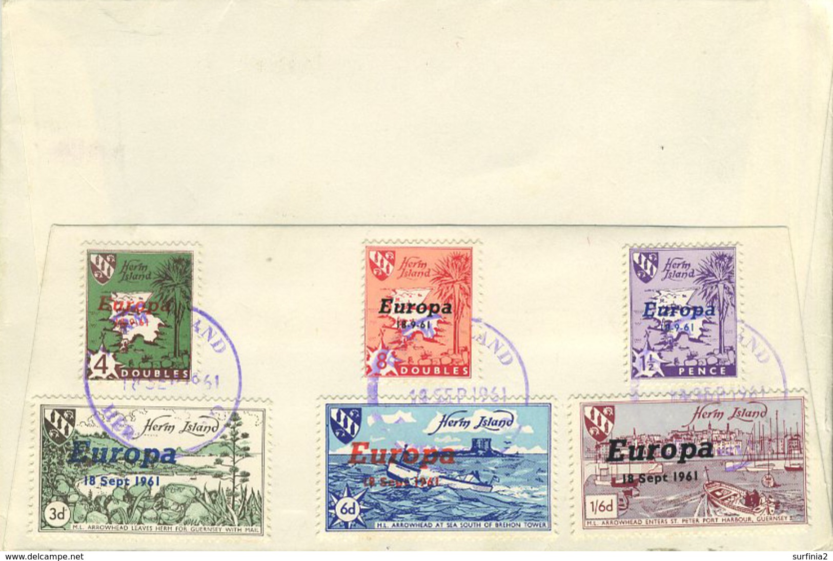 STAMPS - 1961 HERM ISLAND COVER TO GUERNSEY WITH HERM EUROPA SET - Cinderellas