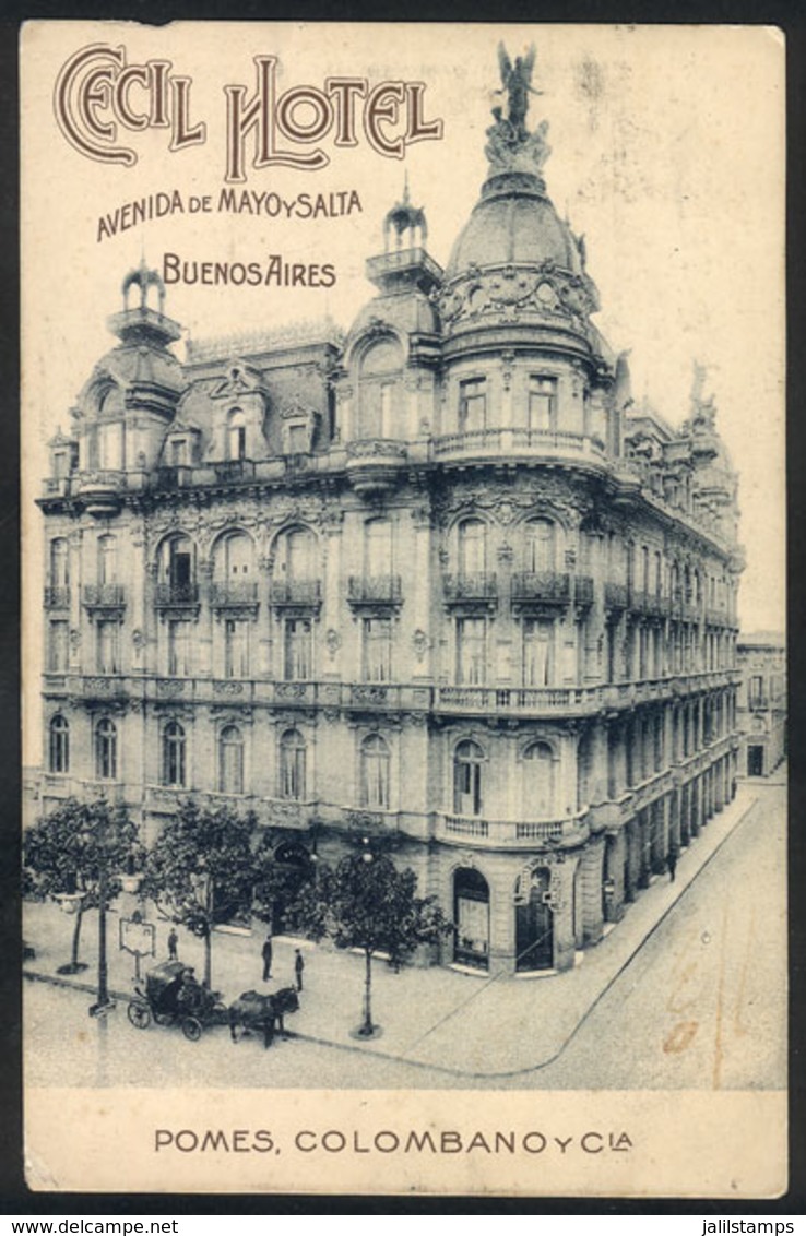 ARGENTINA: BUENOS AIRES: Cecil Hotel, Very Rare Postcard Sent From USA To Italy In 1912, Very Nice! - Argentina