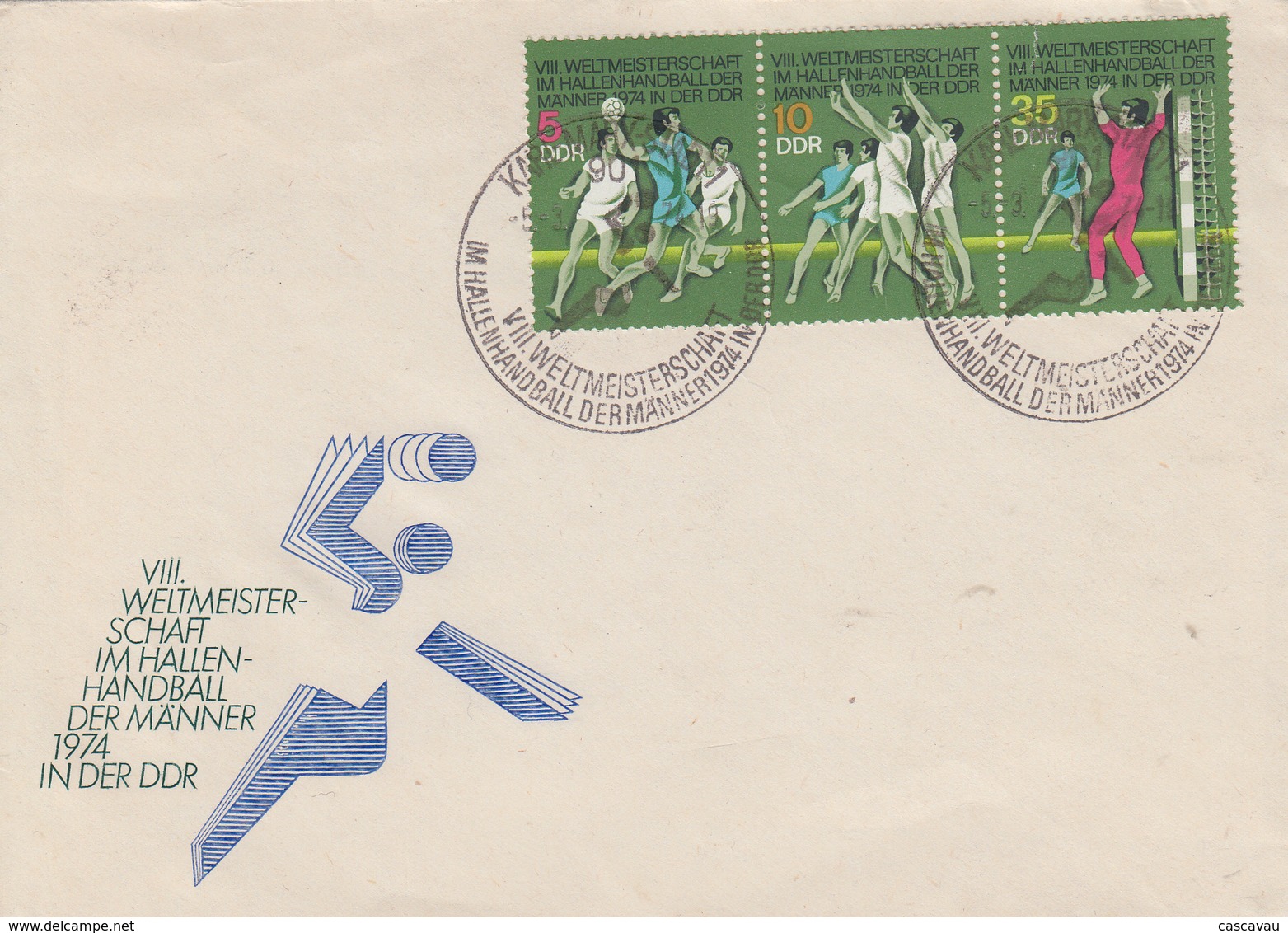 Enveloppe  FDC  1er  Jour  ALLEMAGNE  DDR     8éme  Championnat  Du  Monde  De  Handball    1974 - Handbal