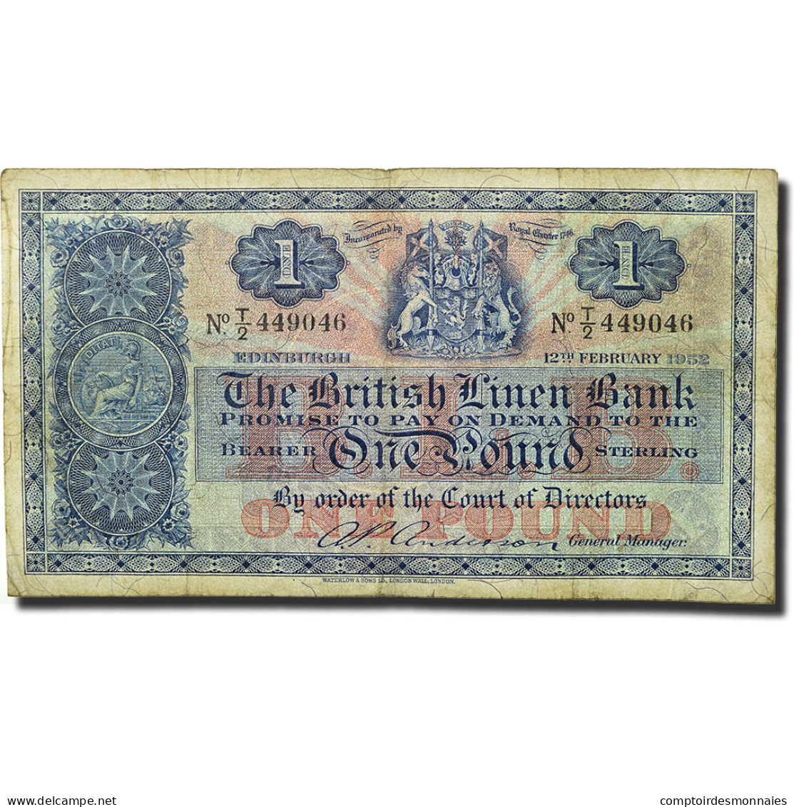 Billet, Scotland, 1 Pound, 1952, 1952-02-12, KM:157d, TB - 1 Pound