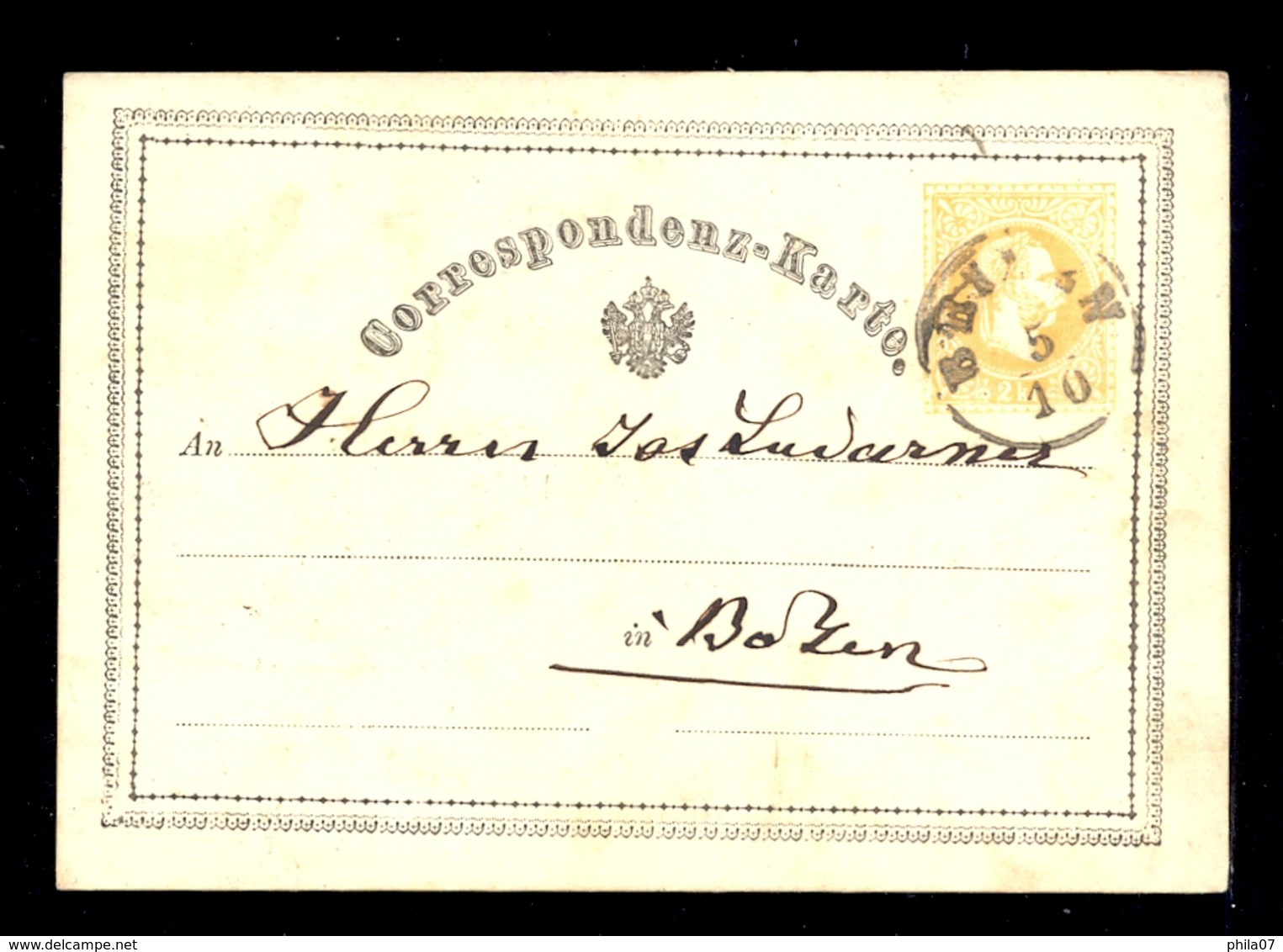 Austria - Stationery Sent To Bolzen 05.10. 1871 / 2 Scans - Otros & Sin Clasificación