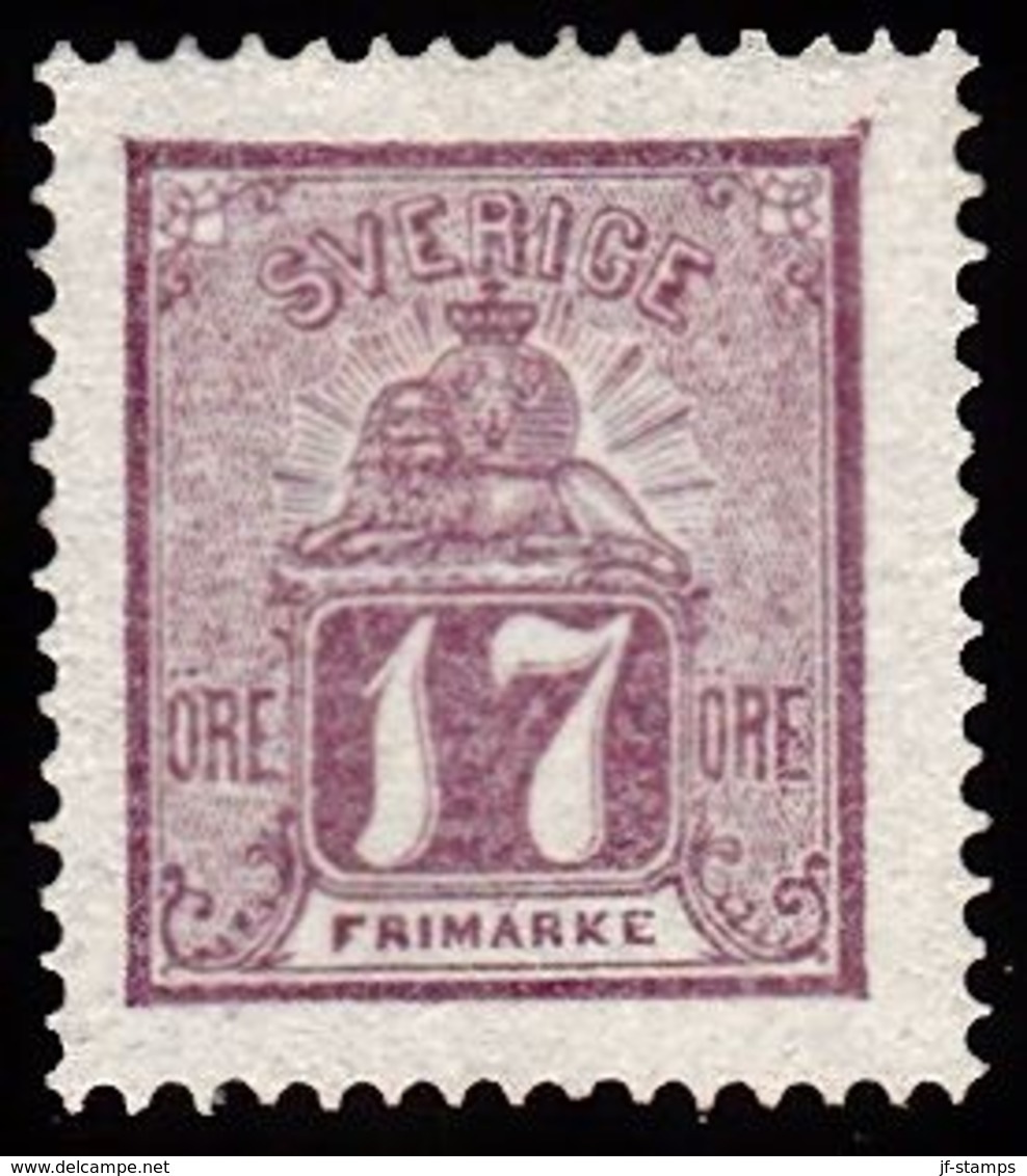 1862 - 1869. Lying Lion. 17 öre Red Violet. Extremely Beautiful Centering. (Michel 15a) - JF100776 - Unused Stamps