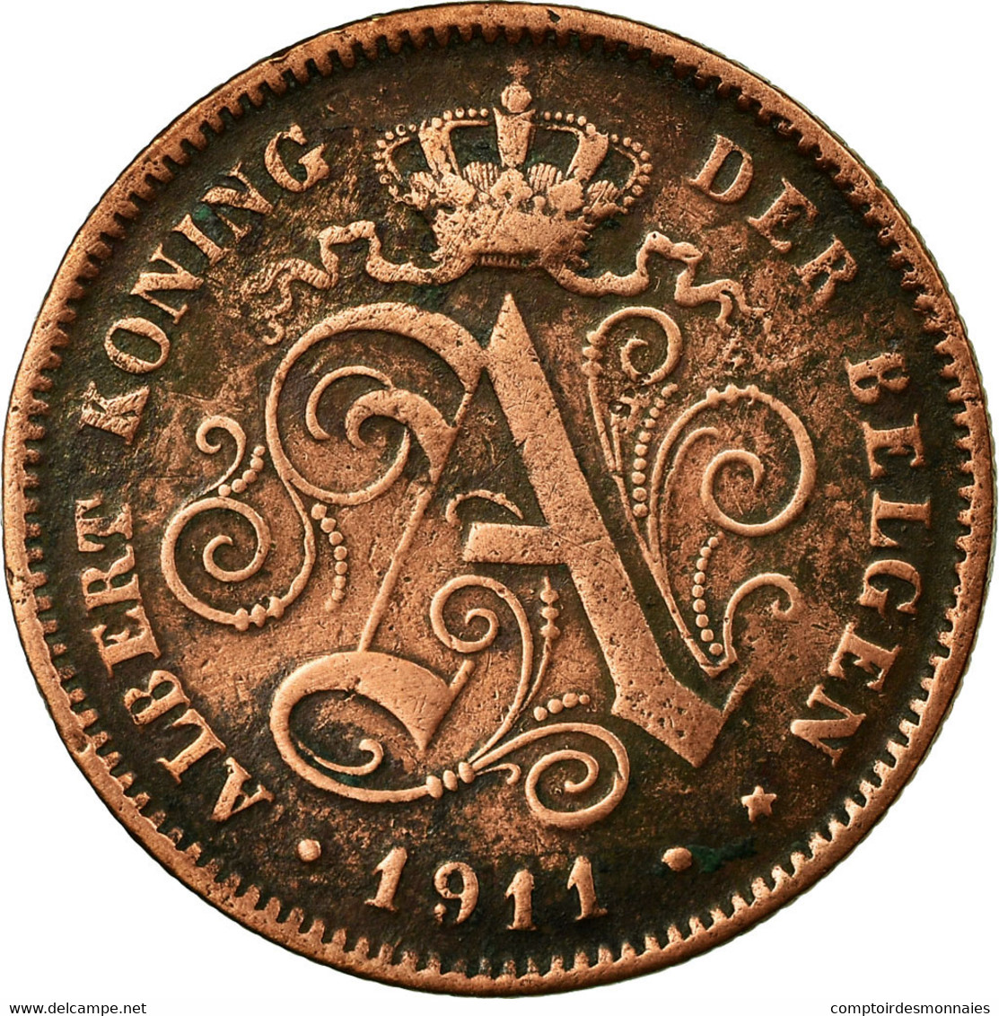 Monnaie, Belgique, Albert I, 2 Centimes, 1911, TB, Cuivre, KM:65 - 2 Cents