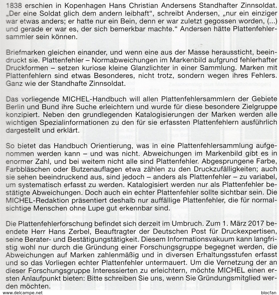Spezial-Katalog Plattenfehler BUND Berlin New 2018 MICHEL 40€ Fehler Auf Briefmarken Error Stamps Catalogue Germany - Verzamelingen