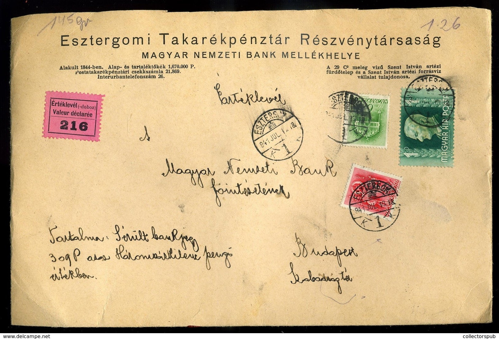 1941-42. 5db Szép Értéklevél , Jó Tétel!  /  5 Nice Money Letter - Lettres & Documents