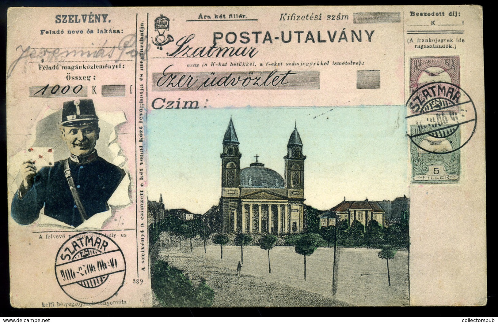 SZATMÁR 1908. Régi Képeslap , Postás  / Vintage Pic. P.card, Postman - Roumanie