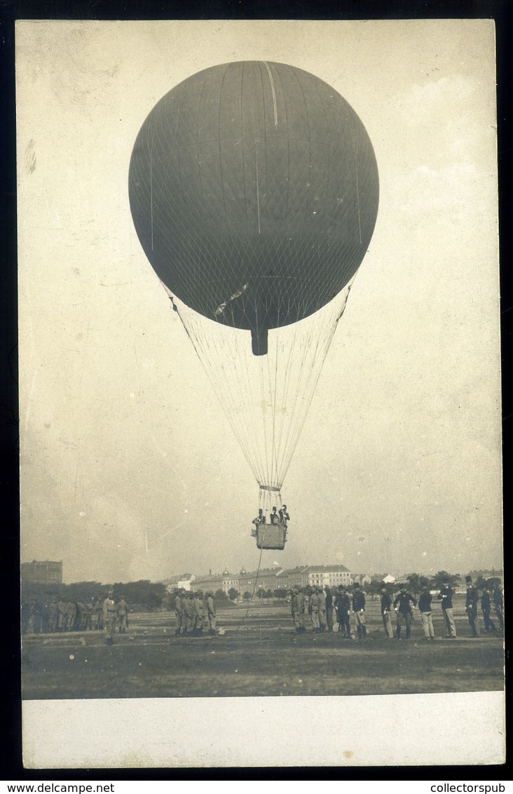 AUSZTRIA I.VH. Ballon, "Glück Ab!" Fotós Képeslap  /  AUSTRIA WW I. Balloon "Good Luck!" Photo  Vintage Pic. P.card - Autres & Non Classés