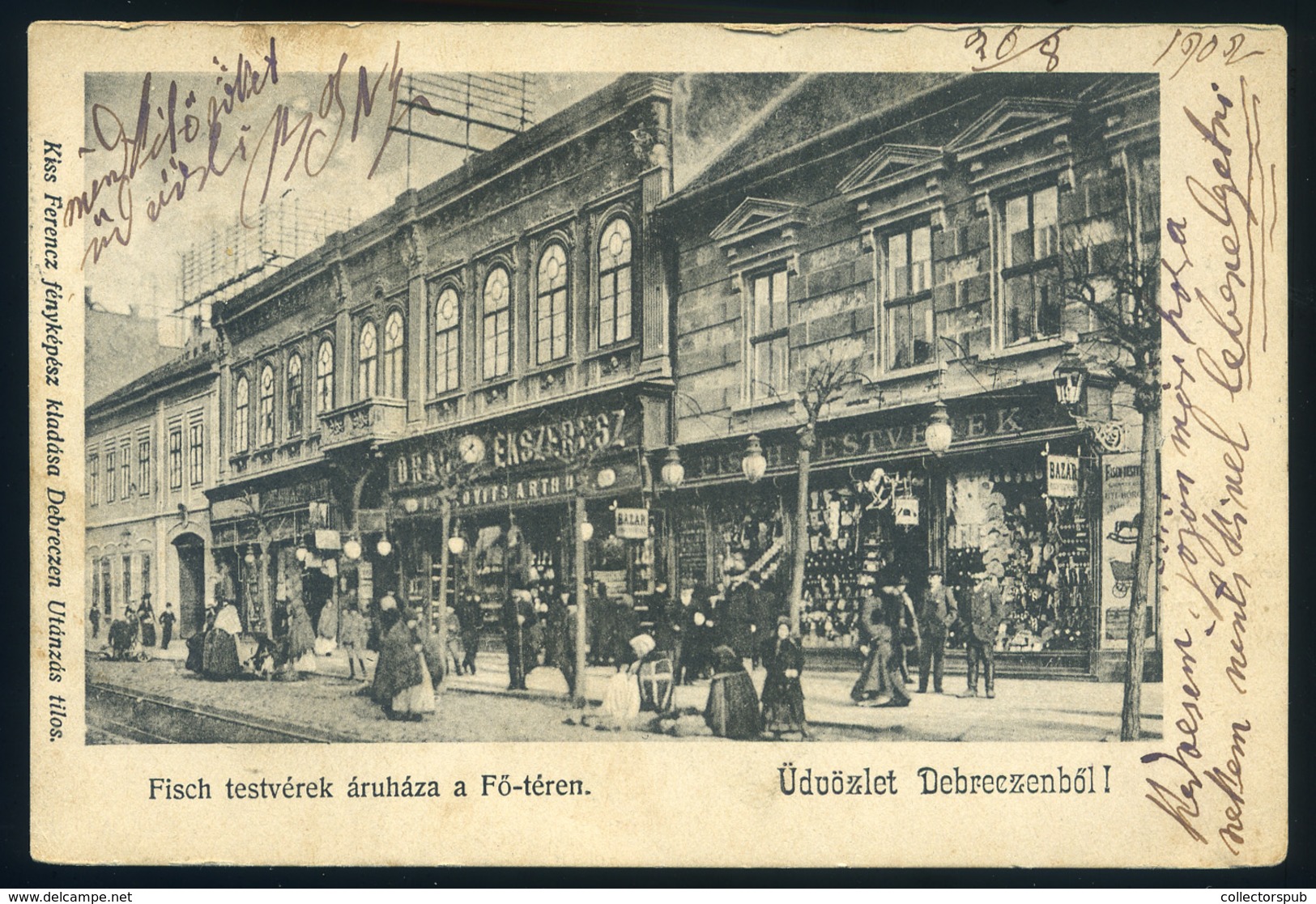 DEBRECEN 1902. Fisch Testvérek Áruháza, Régi Képeslap  /  Fisch Brothers Store   Vintage Pic. P.card - Hongrie