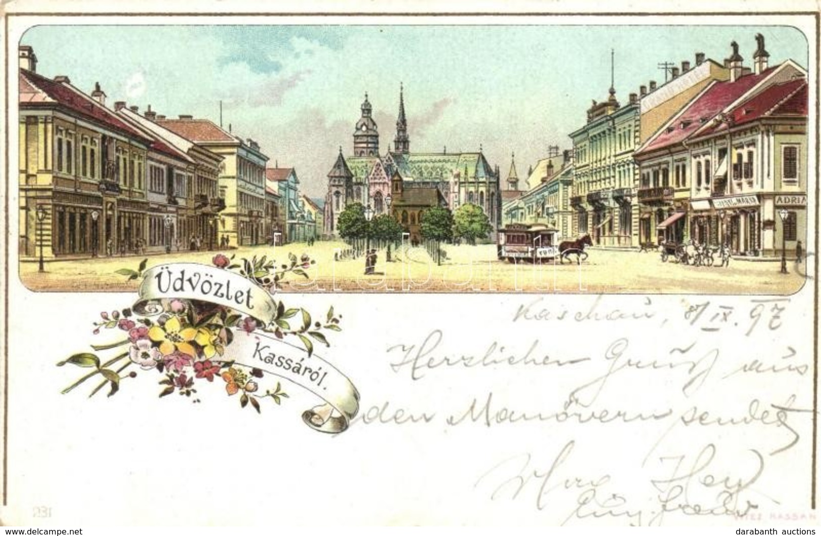 T2/T3 1897 (Vorläufer!) Kassa, Kosice; Fő Tér Lóvasúttal és Nagy Szállóval, Adria üzlet / Main Square With Horse-drawn T - Non Classés