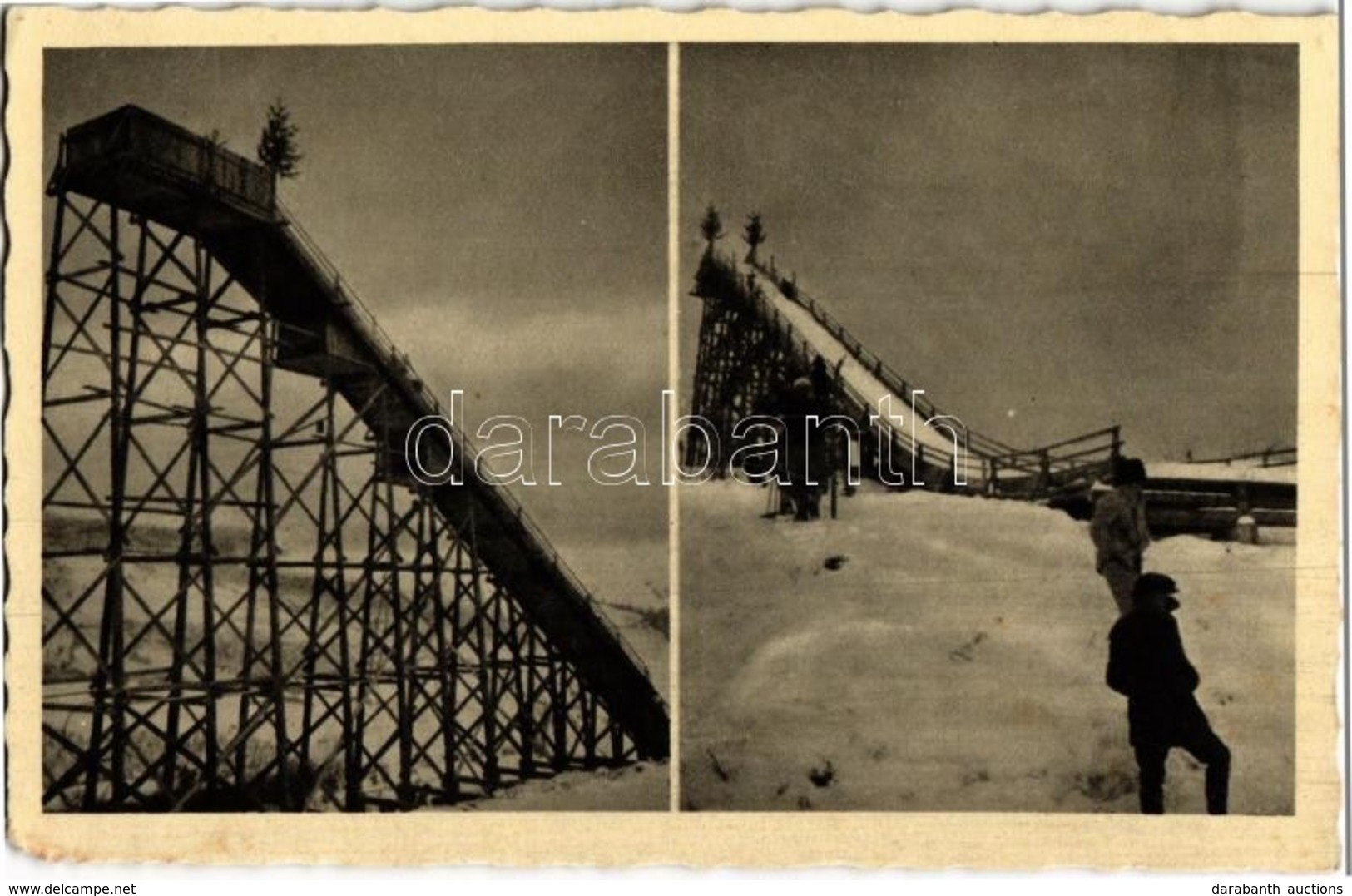 ** T2/T3 Volóc, Volovec; Síugrósánc Télen. Schönfeld Henrik Kiadása / Ski Jumping Track, Winter Sport - Non Classés