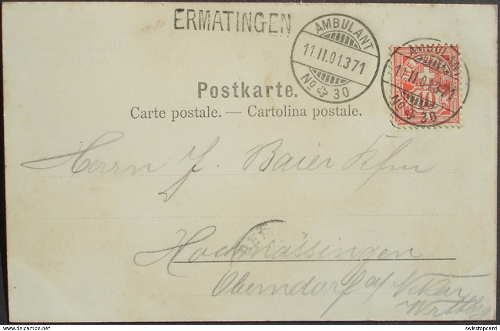Gruss Aus ALTNAU (Bezirk Kreuzlingen) Gel. 1901 Ambulant No. 30 Stab- Balken-Stempel Ermatingen - Ermatingen