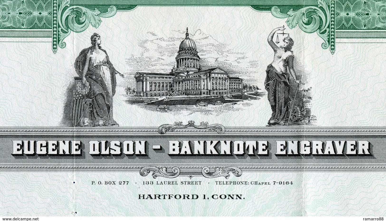 USA - Eugene Olson Banknote Engraver - Rare Bond-like Specimen Promotional Note 1962 VF+ - Fictifs & Spécimens