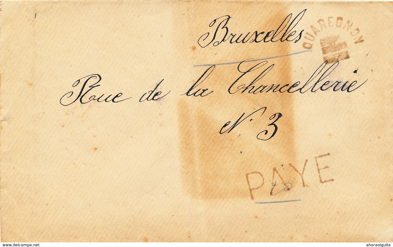 872/28 - FORTUNES 1919 - Enveloppe Griffe PAYE Et RARE Cachet Electoral QUAREGNON ( 3 Barres , Aucune Date !!! ) - Fortune (1919)