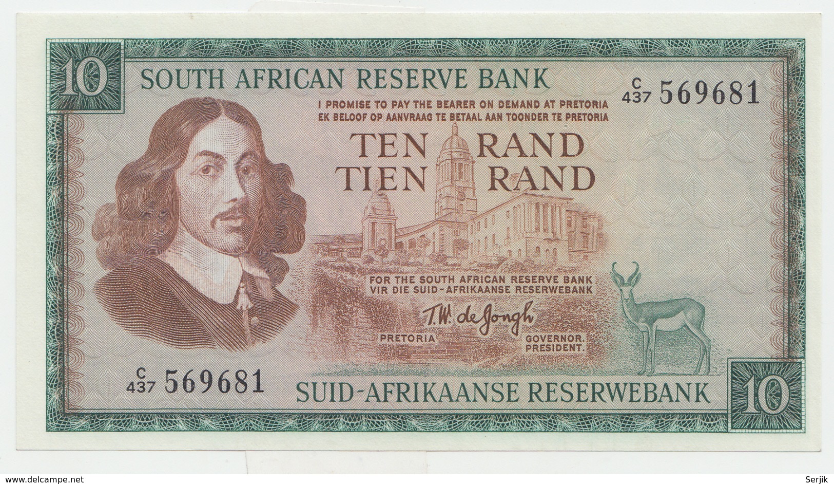 South Africa 10 Rand 1975 AUNC Pick 113c  113 C - Suráfrica