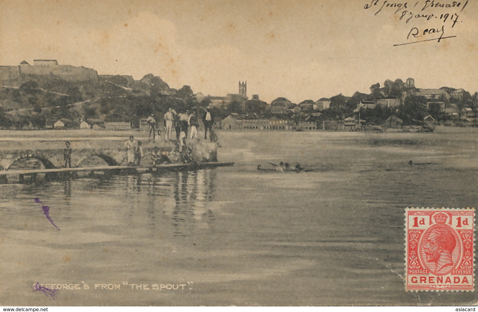 St Georges Grenada From " The Spout " Written From Basse Terre 1917 - Grenada